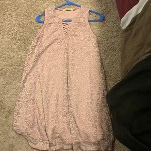 Pink midi dress with cute neckline, size L
